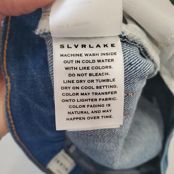 SLVRLAKE Jeans Womens 29 Blue Grace Wide Leg High Rise USA Freedom Wash Classic - Picture 7 of 14